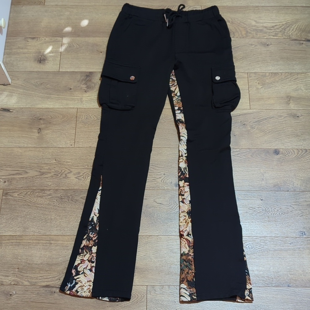 Valabasas Blek le Rat ORANGE MULTI FRENCH TERRY STACKED FLARE JEAN L - Picture 2 of 10